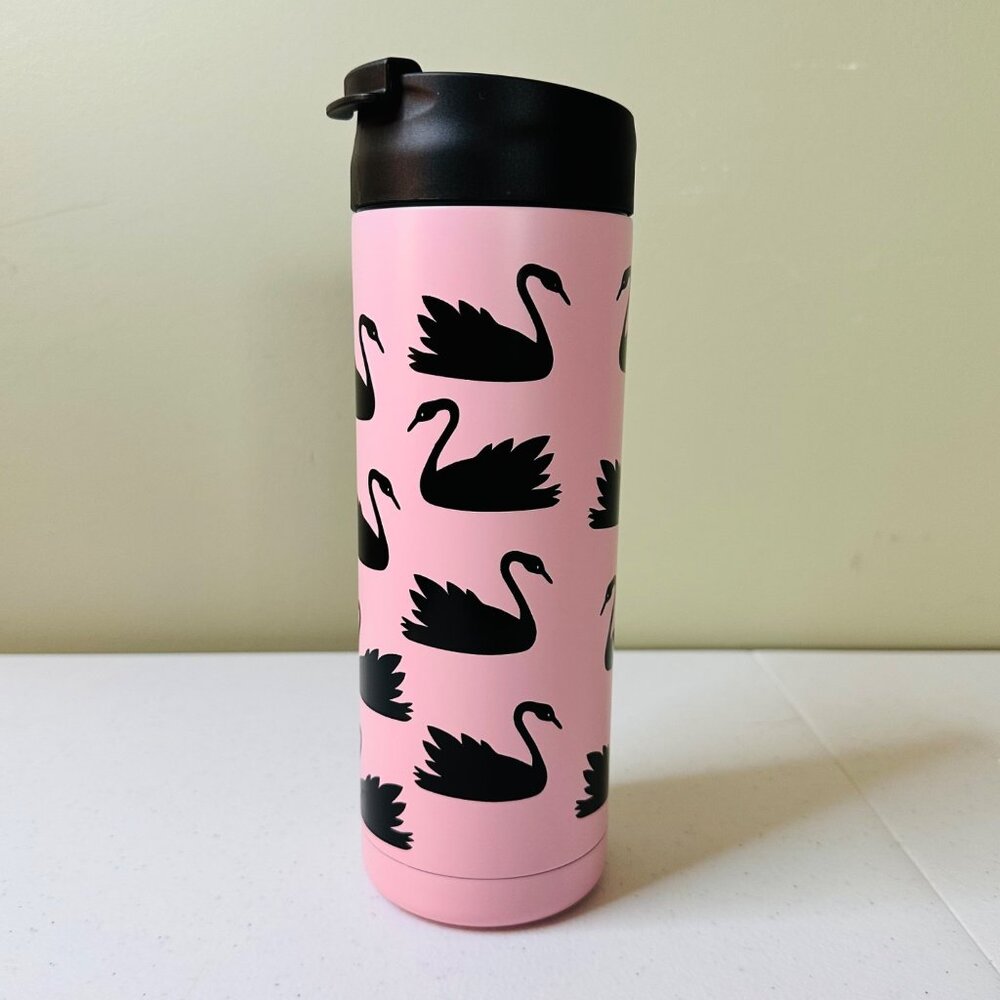 Double Walled insulated Stainless Steal Travel Mug Pink Swan Thermos Easter